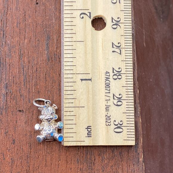 Vintage 925 Sterling Silver Teddy Bear Stuffed Animal Pendant Bracelet Charm - Picture 3 of 3